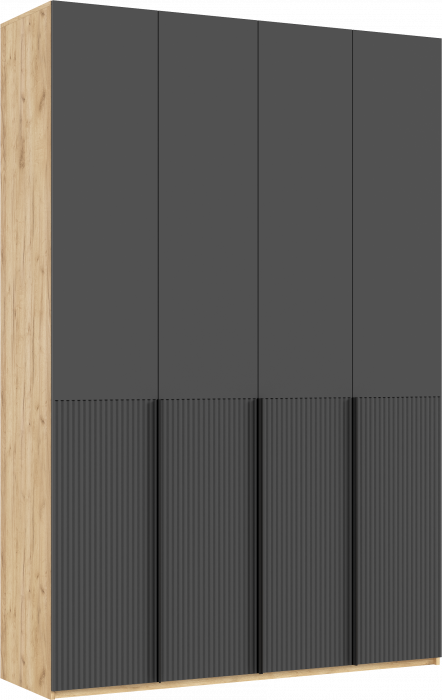 Марвэл Шкаф 4-х створчатый 1600, Браш Графит, Дуб Крафт