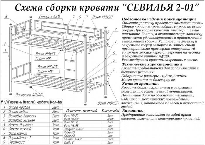 Двухъярусная кровать Севилья-2.01 комби (Голубой, Белый)