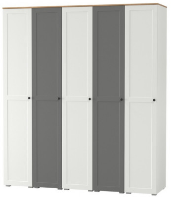 Остин 13.225 Шкаф-пенал 5 шт., белый шагрень/серый графит/дуб крафт золотой