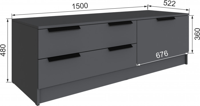 Тумба под ТВ Мадрид (1,5), Графит серый
