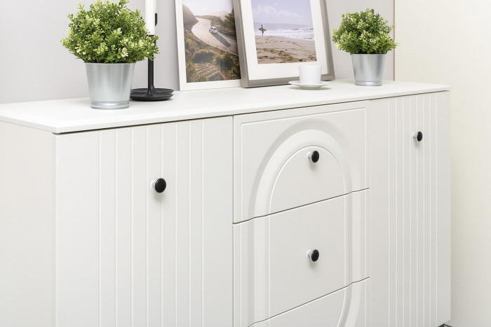 Валенсия Гостиная № 094, ЛДСП белый шагрень/МДФ белый шагрень