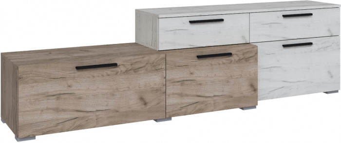 Модульная гостиная Альберо, композиция 2, Крафт серый/Крафт белый