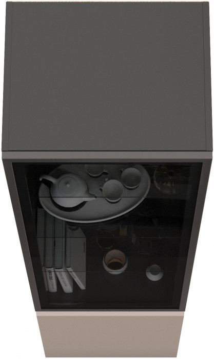 Сидней 13.201 Шкаф-витрина, цвет корпус: антрацит/фасады: МДФ веллюто капучино/прозрачное стекло с серой тонировкой, ШхГхВ 50х41,3х205,2 см., ун. сб.