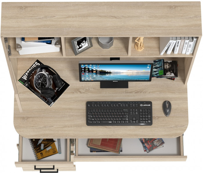 Стол рабочий 6-0606дубсон Сигма, цвет дуб сонома, ШхГхВ 120,5х60,5х166 см., НЕ универсальная сборка