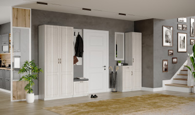 Модульная прихожая Апполия, набор 3, Анкор светлый/Сандал белый