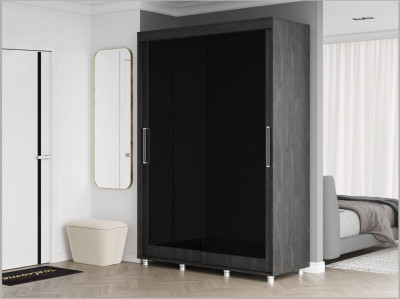 Шкаф-купе Комфорт 12 Прайм EDITION 1,5 м (Камень угольный / Черное стекло)