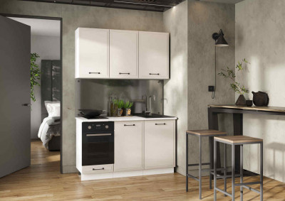 Кухня Индира 1,4 м белый/лофт дюна (столешница мрамор лацио белый)