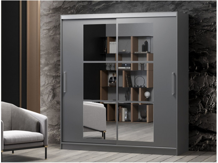 Шкаф-купе Альянс-10 ЛДСП 2000 + зеркала (графит)