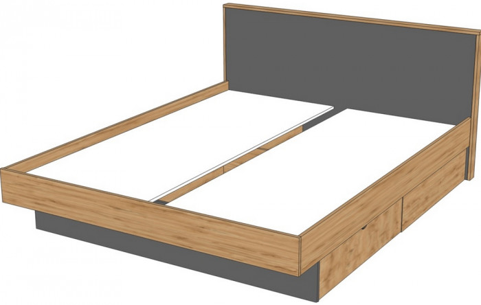 Кровать полутороспальная 140х200 "Мишель" - Дуб наварра/Антрацит