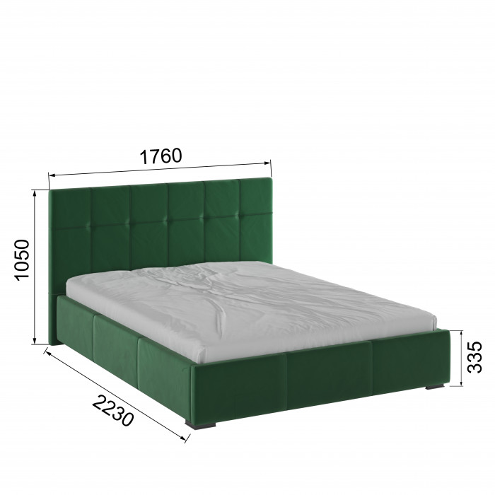 Рио Кровать интерьерная 160 изумруд квадрат, ПМ
