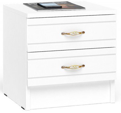 Елена Тумба прикроватная, цвет корпус белый/фасад мдф белый глянец, ШхГхВ 40х36,4х40 см. (для спален Елена, Ручеёк и Весна)