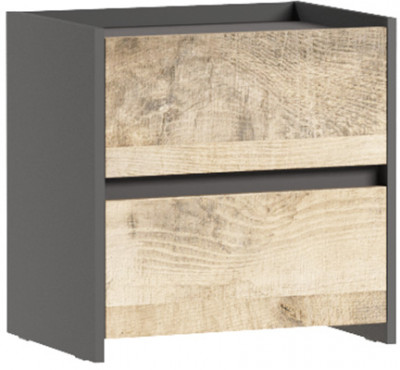 Тумба прикроватная Денвер 2Я, Графит, Дуб гранж песочный