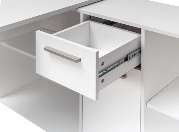 Лайт Стол письменный 03.245F + 03.245F, цвет белый шагрень, ШхГхВ 342,7х136х75,2 см.(угловой) или 407х68х75,2 см.(прямой), универсальная сборка