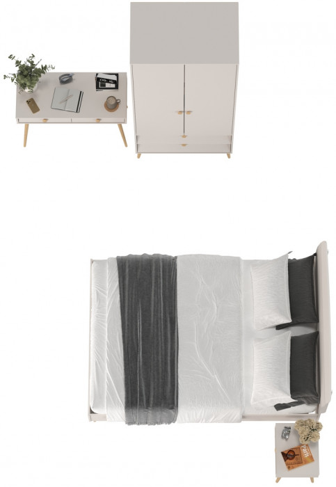 Афина Спальня 26-1400, цвет кашемир серый, сп.м. 1400х2000 мм., б/м, основание есть - фанера