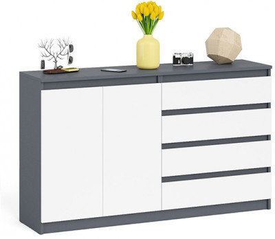 Мори Комод МК1600.1, цвет графит/белый, ШхГхВ 160,4х41х94 см., НЕ универсальная сборка