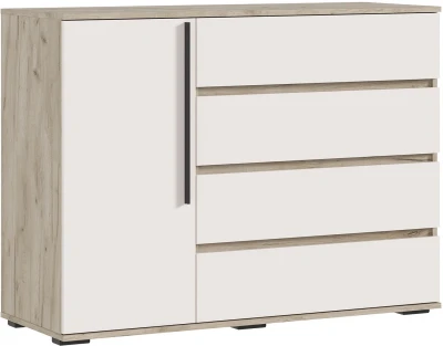Норд Комод 1 дверь 4 ящика (1200), Крафт серый/Кашемир