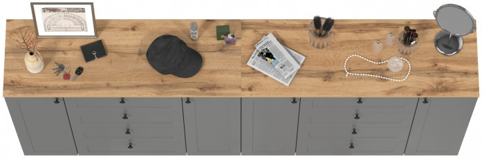 Остин 16.221 Комод + 16.221 Комод, серый графит/дуб крафт золотой