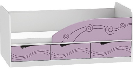 Кровать Бриз-4 80х160 Волна (Ирис/Белый/Левый)