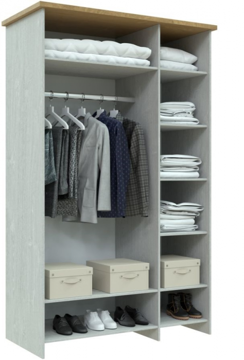 Шкаф трехдверный "Скандинавия" - Бетон пайн светлый/Дуб наварра