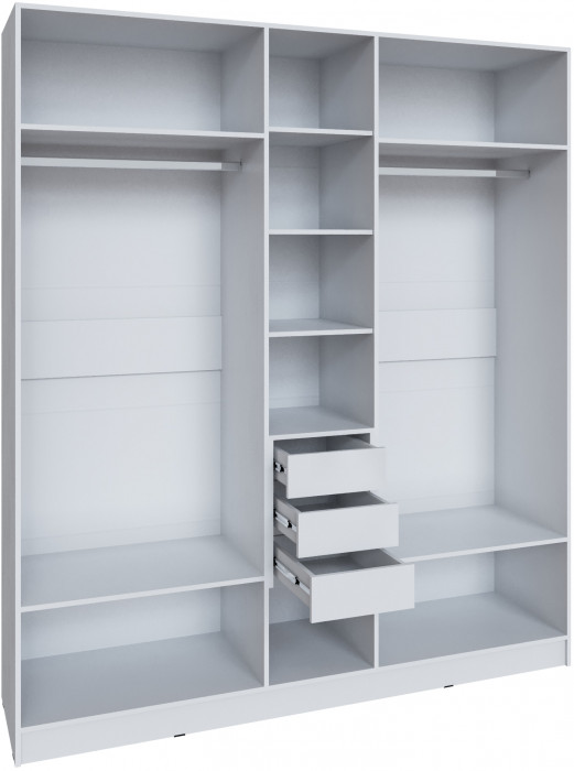 Шкаф Мадрид (2,0) с 3 ящ. внутри с зеркалом, Белый