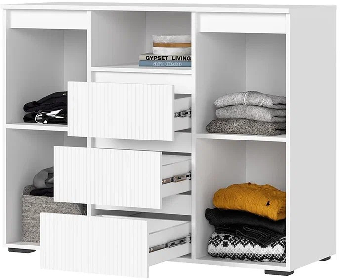 Хелен КМ 01 Комод 1202 (1.202х0.958х0.460) МДФ белый супермат, белый/белый