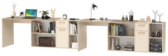 Лайт Стол письменный 03.245F + 03.245F, цвет сатин/дуб эндгрейн элегантный, ШхГхВ 342,7х136х75,2 см.(угловой) или 407х68х75,2 см.(прямой), ун. сборка