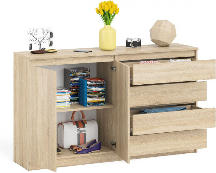 Мори Комод МК1600.1, цвет дуб сонома, ШхГхВ 160,4х41х94 см., НЕ универсальная сборка