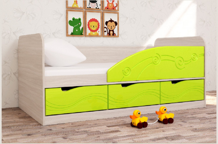 Кровать Бриз-4 80х160 Волна (Ирис/Белый/Правый)