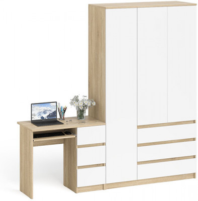 Мори Стол компьютерный МС-6 правый + Шкаф МШ1200.1, цвет дуб сонома/белый, ШхГхВ 210,4х50,4х209,6 см., выдвижные ящики справа, НЕ универсальная сборка