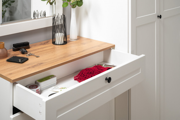 Остин 16.121 Тумба для обуви, цвет белый шагрень/дуб крафт золотой, ШхГхВ 80х41,6х99,3 см.