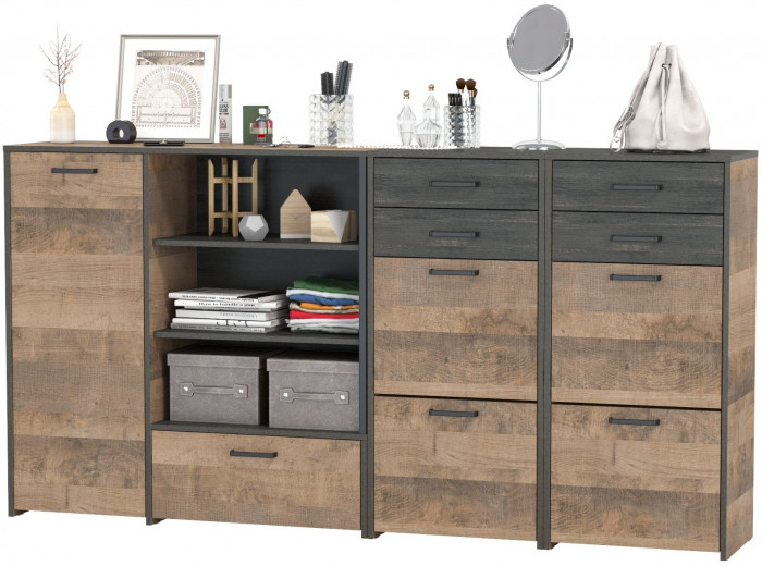 Трувор 13.241.06 Тумба для обуви + 13.307.01 Комод + 13.241.06 Тумба для обуви, дуб гранж песочный/интра