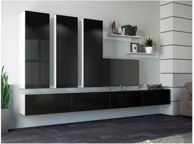 Модульная гостиная Флорис, композиция 5 (Черный глянец, Белый)