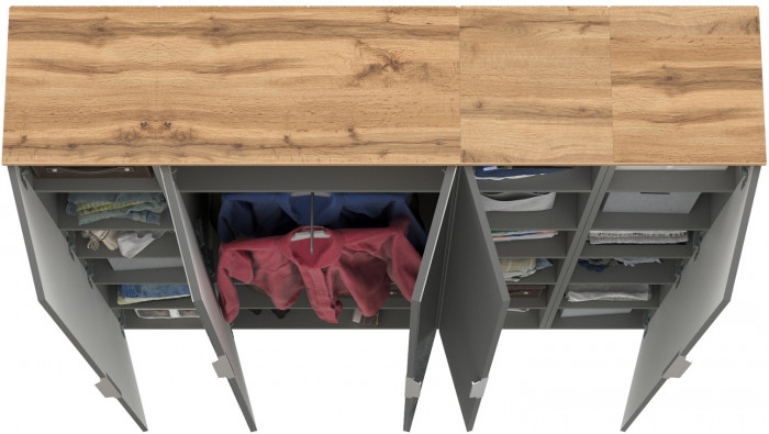 Октава Набор шкафов 02, серый графит/дуб крафт золотой/фасады МДФ серый графит