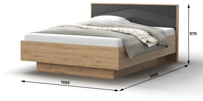 Кровать двуспальная 160х200 "Оливия" с подъемным основанием - Белый текстурный/Ясень белый