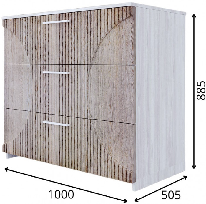 Комод с 3-мя ящиками "Монтале" - Бетон пайн светлый/Астана роузвуд