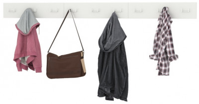 Октава 15.14.02 Вешалка + 15.14.02 Вешалка + 15.14.02 Вешалка, цвет белый шагрень, ШхГхВ 194,1х4,7х15 см.