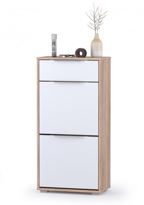 Куба Прихожая 15, цвет дуб сонома/белый премиум, ШхГхВ 230,1х107,3х210,6 см. + 50х28,3х180 см., универсальная сборка