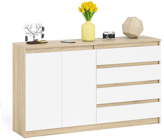 Мори Комод МК1600.1, цвет дуб сонома/белый, ШхГхВ 160,4х41х94 см., НЕ универсальная сборка
