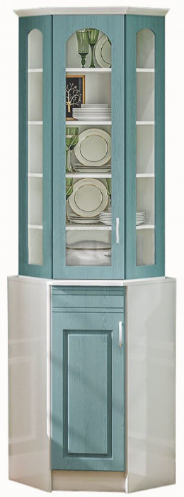 Буфет Констанция угловой (Белый матовый / Джинс)