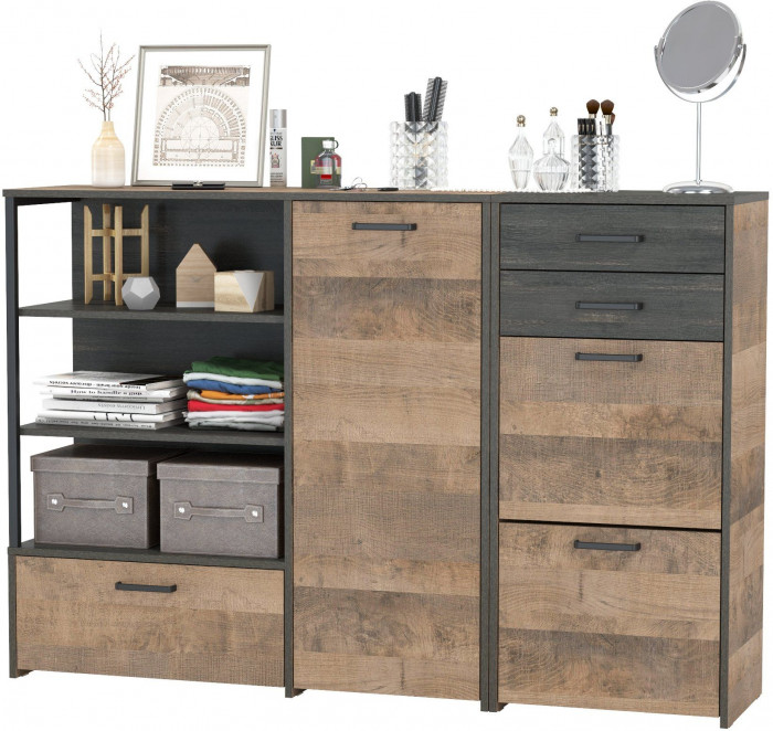 Трувор 13.241.06 Тумба для обуви + 13.307.01 Комод, дуб гранж песочный/интра