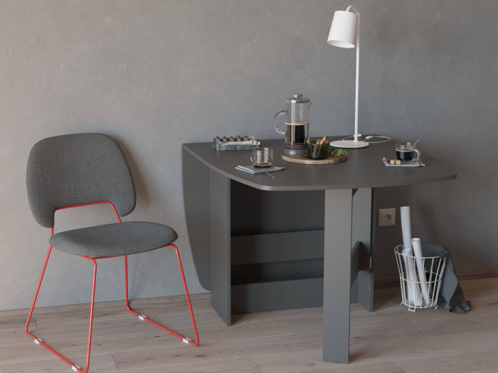 Стол-книжка раскладной 1-65М1граф, цвет графит, ШхГхВ 170х90х74 см., 30х90х74 см. сложенный