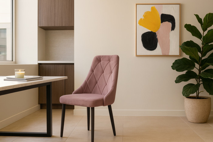 Стул "Граф" черный матовый Томми 14 пыльная роза