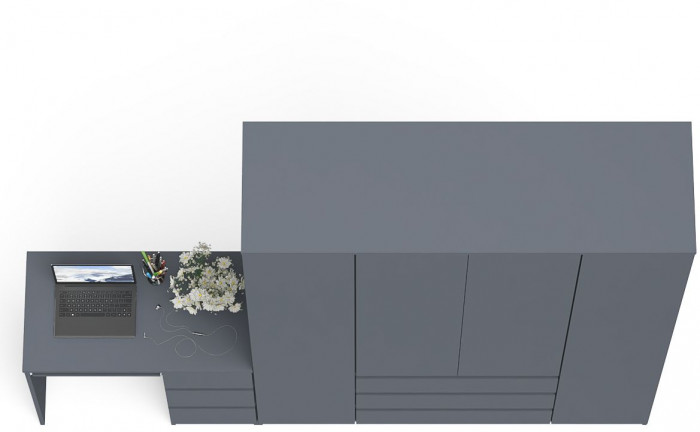 Мори Стол компьютерный МС-6 правый + Шкаф МШ1600.1, цвет графит, ШхГхВ 250,4х50,4х209,6 см., выдвижные ящики справа, НЕ универсальная сборка