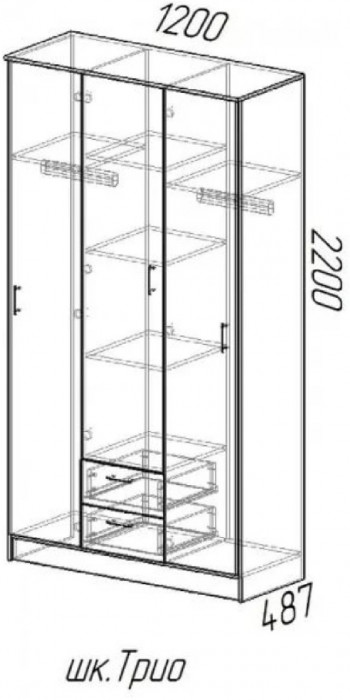 Модульная спальня Эко, композиция 3 (Белый гладкий, Дуб Вотан)