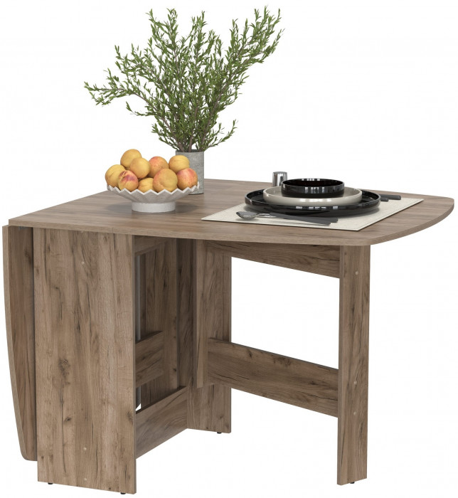 Стол-книжка раскладной 1-65М1дкт, цвет дуб крафт табачный, ШхГхВ 170х90х74 см., 30х90х74 см. сложенный