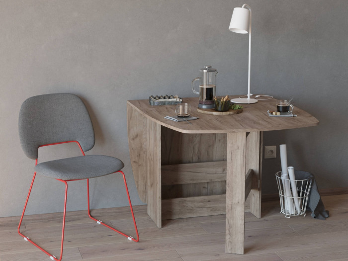 Стол-книжка раскладной 1-65М1дкт, цвет дуб крафт табачный, ШхГхВ 170х90х74 см., 30х90х74 см. сложенный