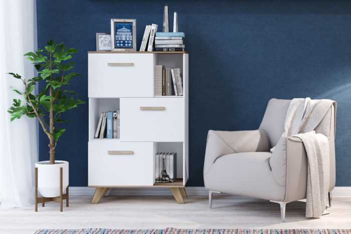 Шкаф низкий с нишами Вега Скандинавия