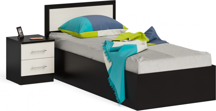 Фиеста Кровать 0900 + тумба, цвет венге/дуб лоредо, ШхГхВ 135х203,5х80 см., сп.м. 900х2000 мм., б/м, основание есть