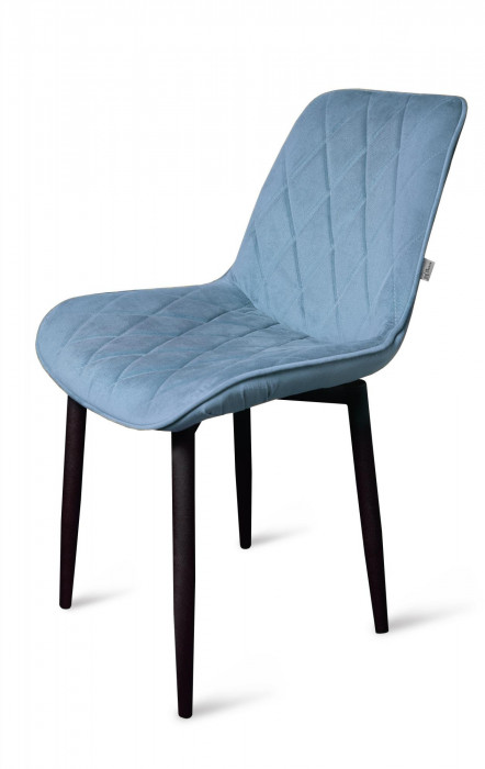 Стул "Оскар" черный матовый Томми 21 серо-голубой