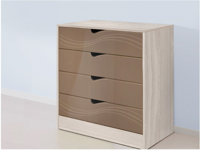 Бриз МДФ Комод (Волна/Ясень шимо светлый/Шоколад)